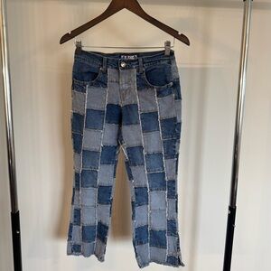 Patchwork Blue Jeans Size 5/6 Western, Vintage, Y2K